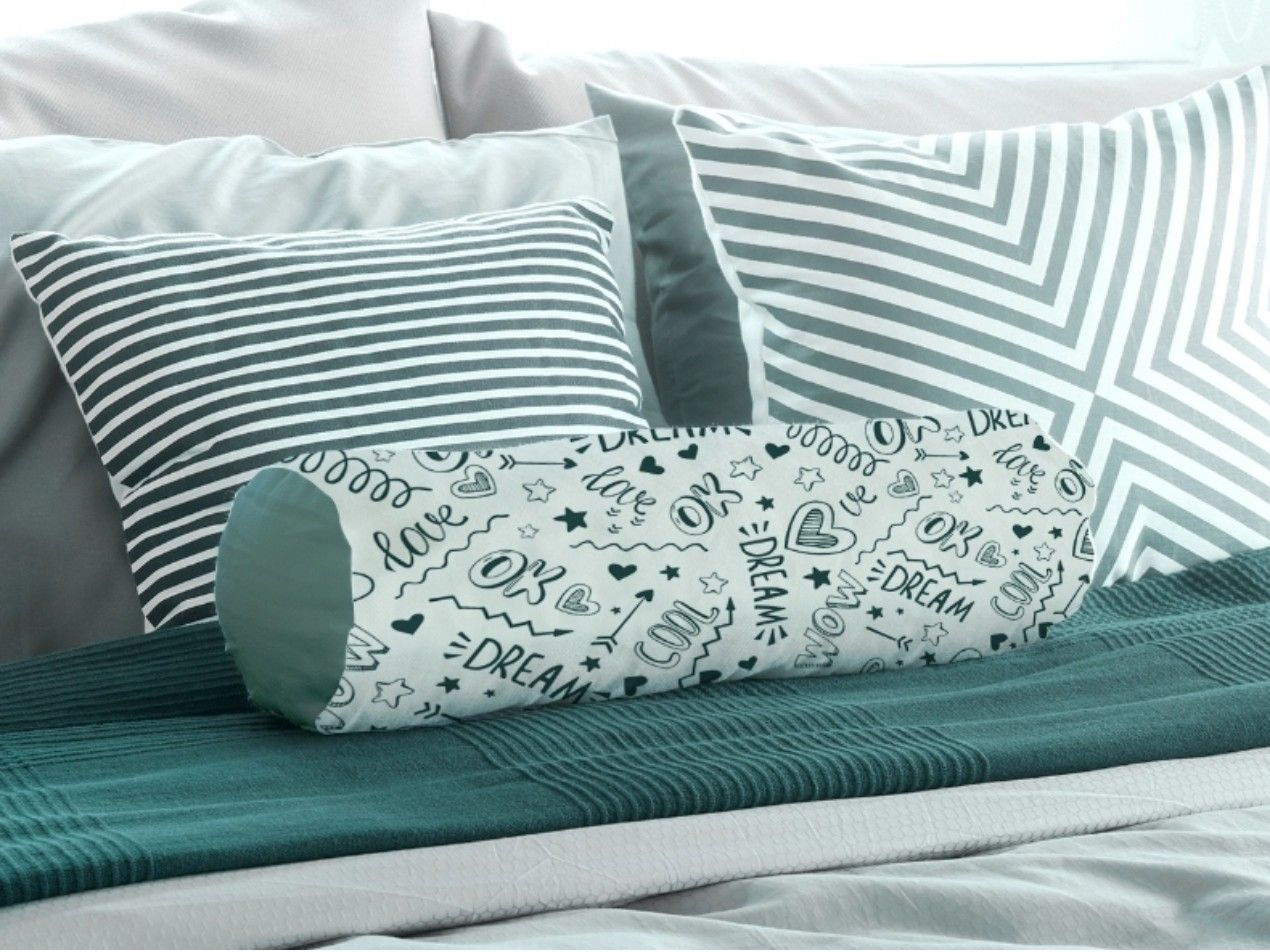 Doodle Art Printed Bolster Pillow